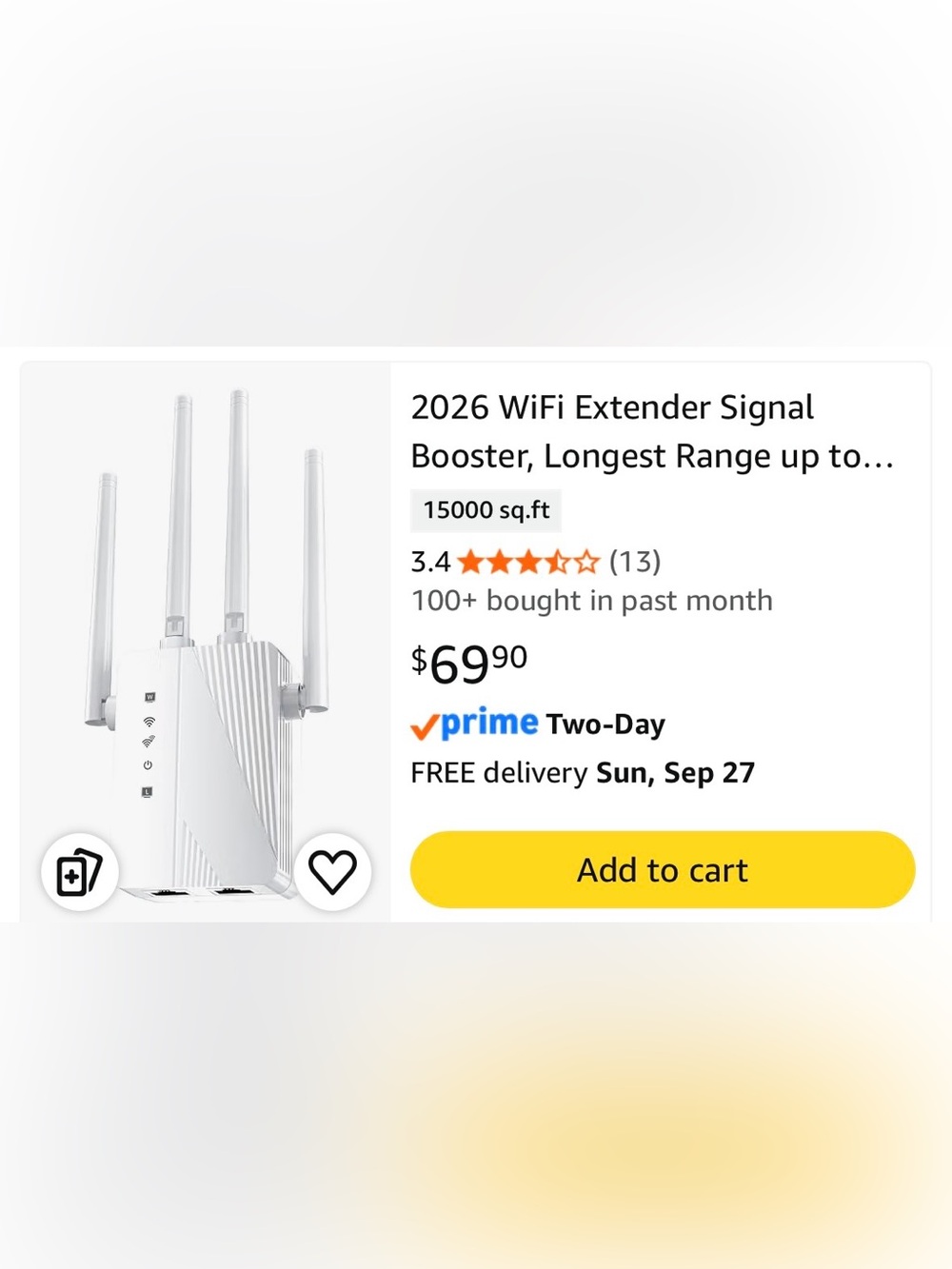 WiFi Extender Signal Booster - White NIOB